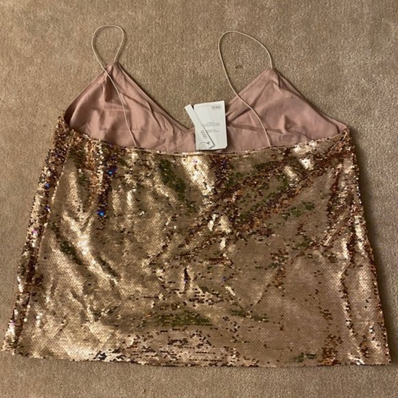 Rose Gold Sequin Party Top - Picture 3 of 4